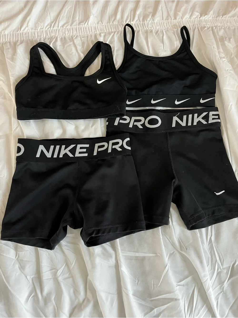Nike Black & White Pro Athletic Bra and Shorts Set - Picture 2 of 2